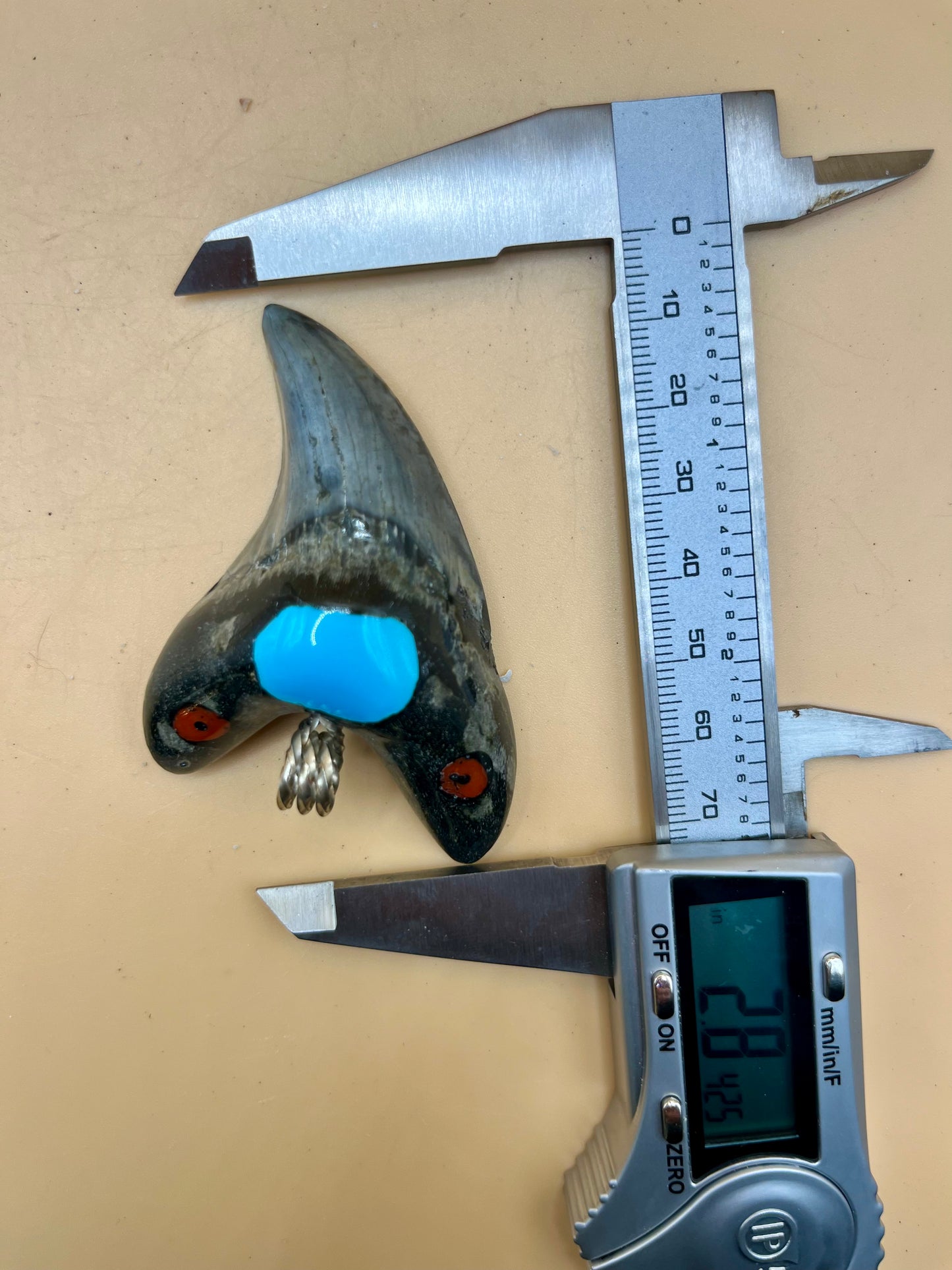 2.8” diver found Benedini inlaid with gems & polished.